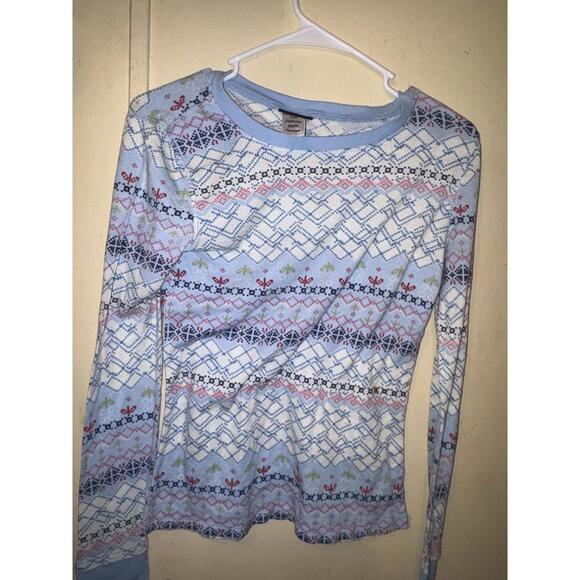 Joe Boxer Nordic Fair Isle Long Sleeve Thermal Pajama Top Shirt Womens Medium - Picture 1 of 3